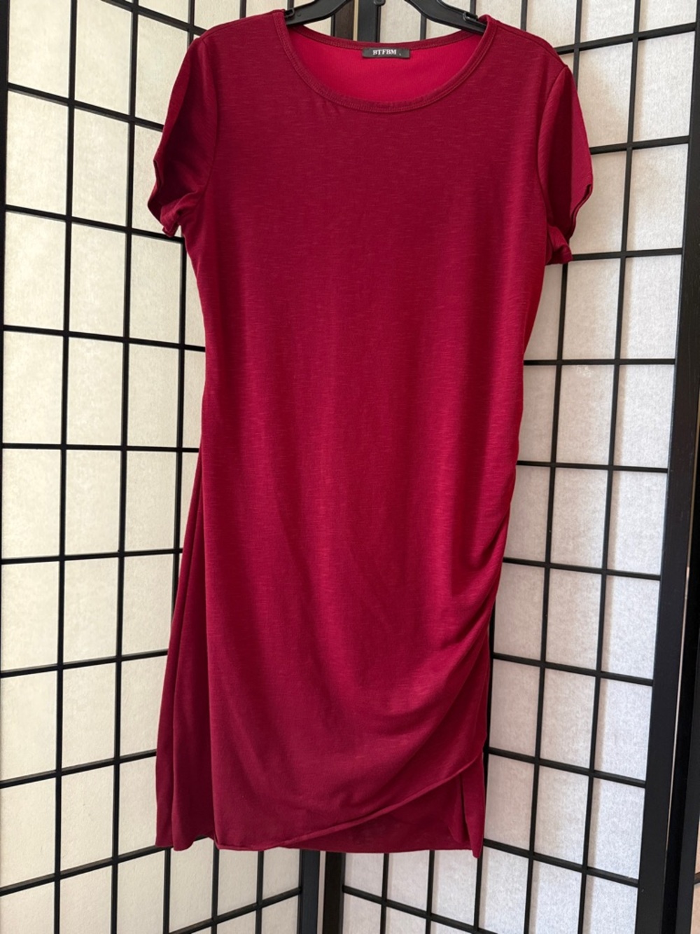 Wine Red Short Sleeve Tee Dress Size L